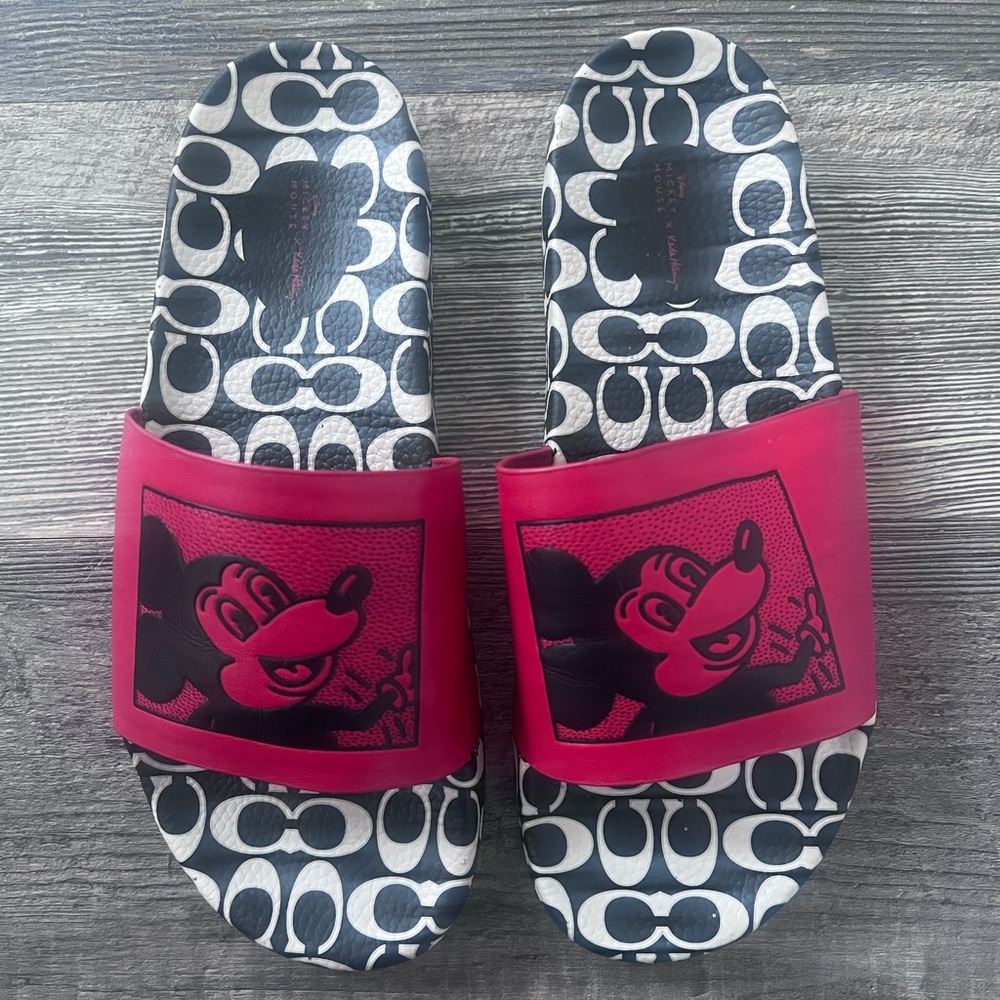 Coach Disney Mickey Mouse x Keith Haring Slide Sandals  Women’s 10